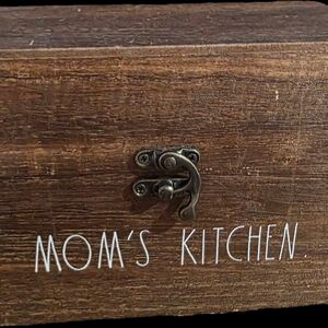 Rae Dunn Mom's Kitchen Rustic Wood Recipe Box - Brown